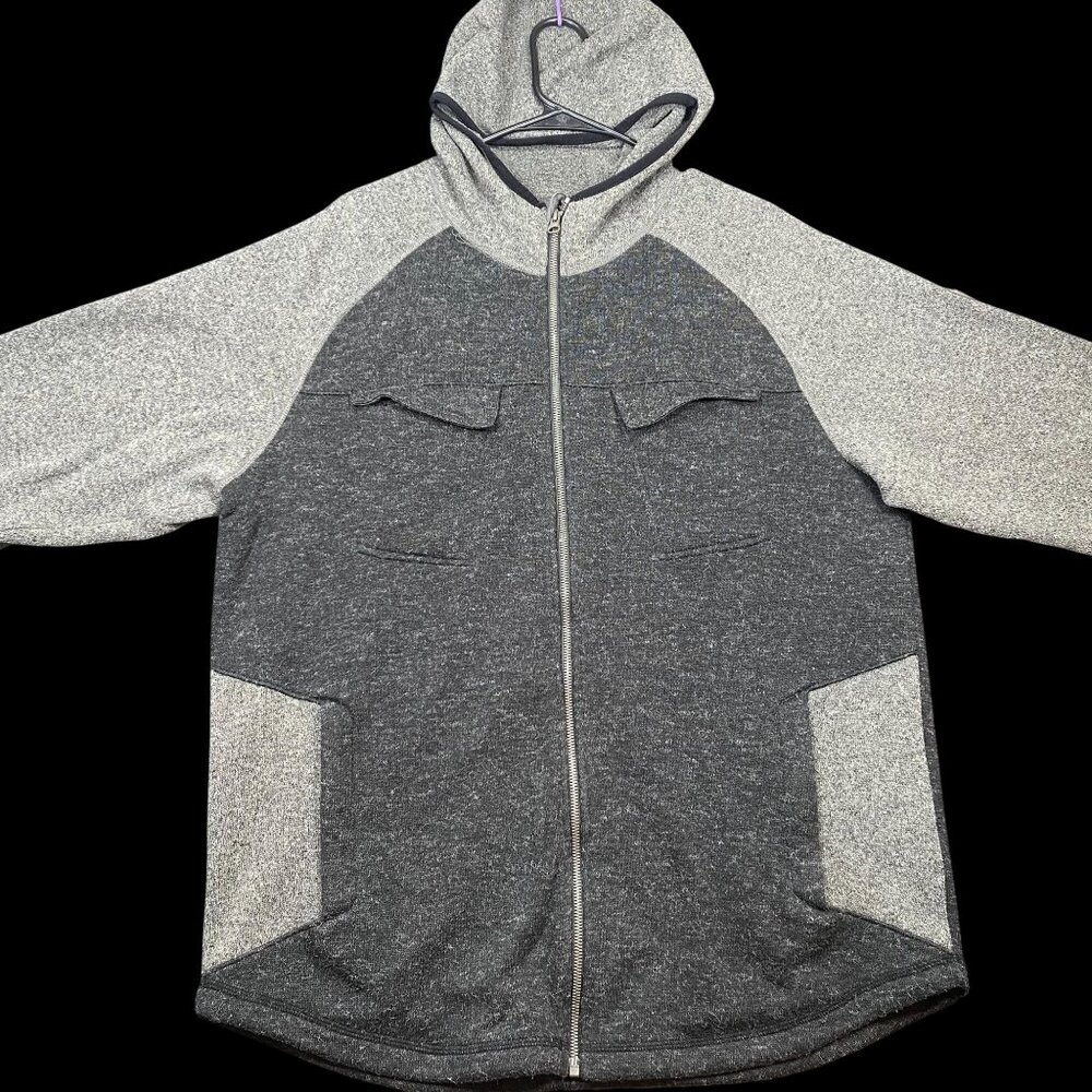 Merrell Mens XL Gray Fleece Lined Full-Zip Jacket Hoodie Pockets Patch Elbow
